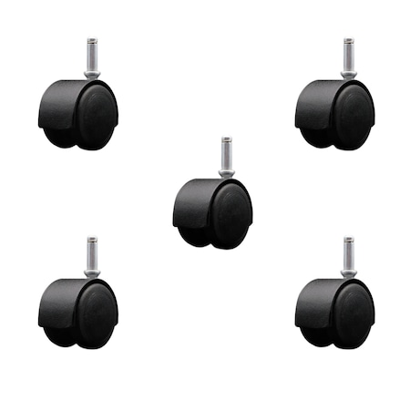 Service Caster 2'' Floor Safe Black Hooded Twin Wheel Caster Grip Ring Stem, 5PK SCC-GR02S50D-NYU-FB-716X1716-5